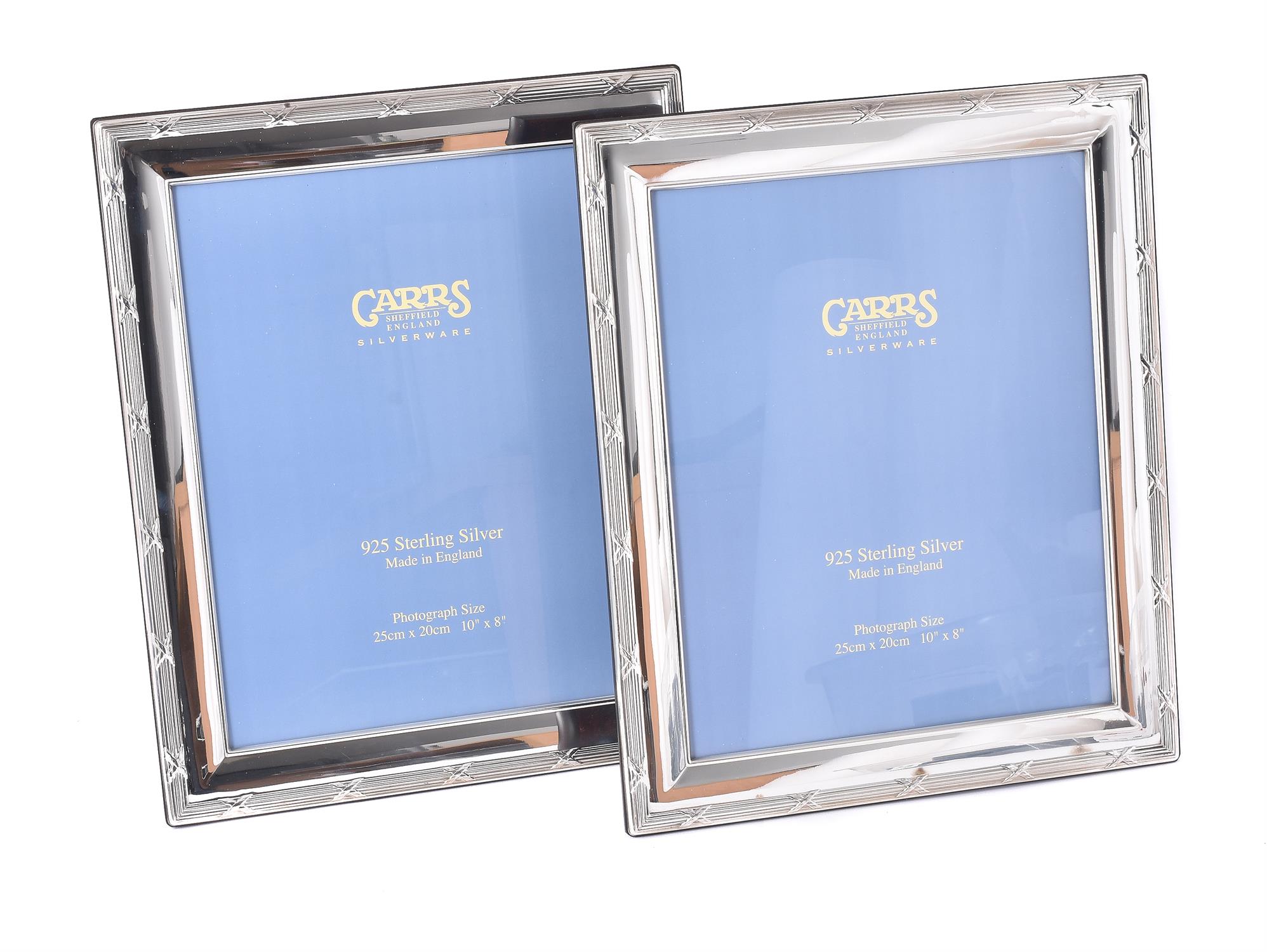 Two modern silver mounted rectangular photo frames by Carr's of Sheffield Ltd.