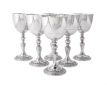 A set of six silver commemorative goblets by Garrard & Co. Ltd