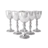 A set of six silver commemorative goblets by Garrard & Co. Ltd