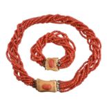 A multi strand coral necklace