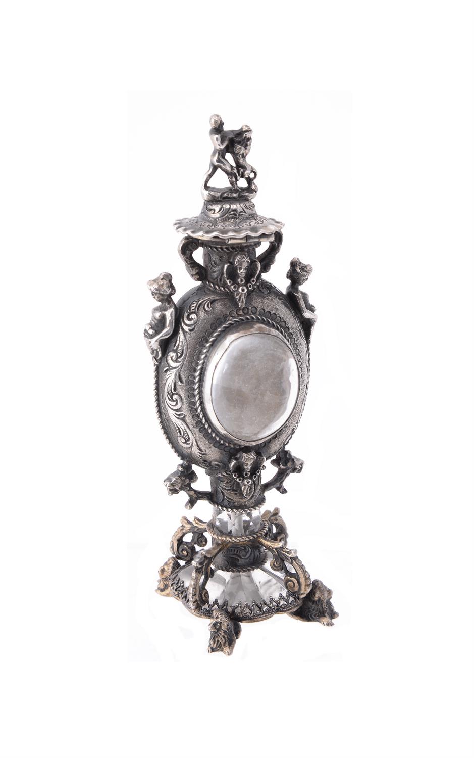 An Austrian silver and rock crystal scent bottle