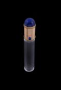 A French two colour gold mounted plain glass cylindrical scent bottle or phial