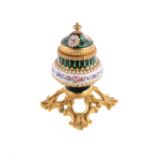 A jewelled enamel and gilt metal inkwell