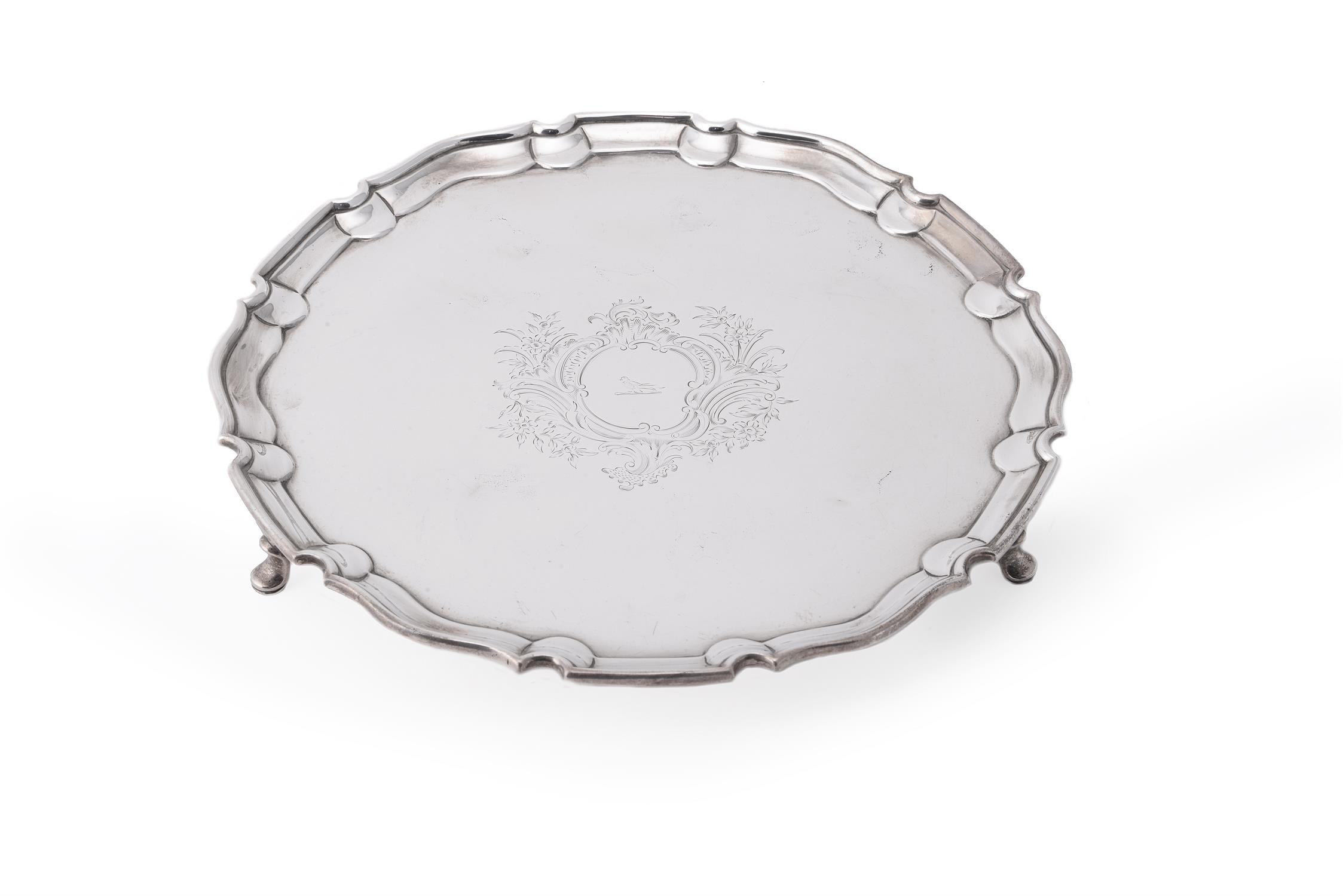 A late Victorian silver shaped circular salver