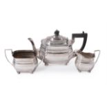 A silver shaped oblong baluster tea set by S. Blanckensee & Son Ltd.