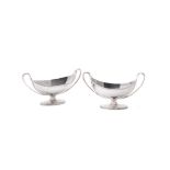 A pair of George III silver navette salts by Henry Chawner