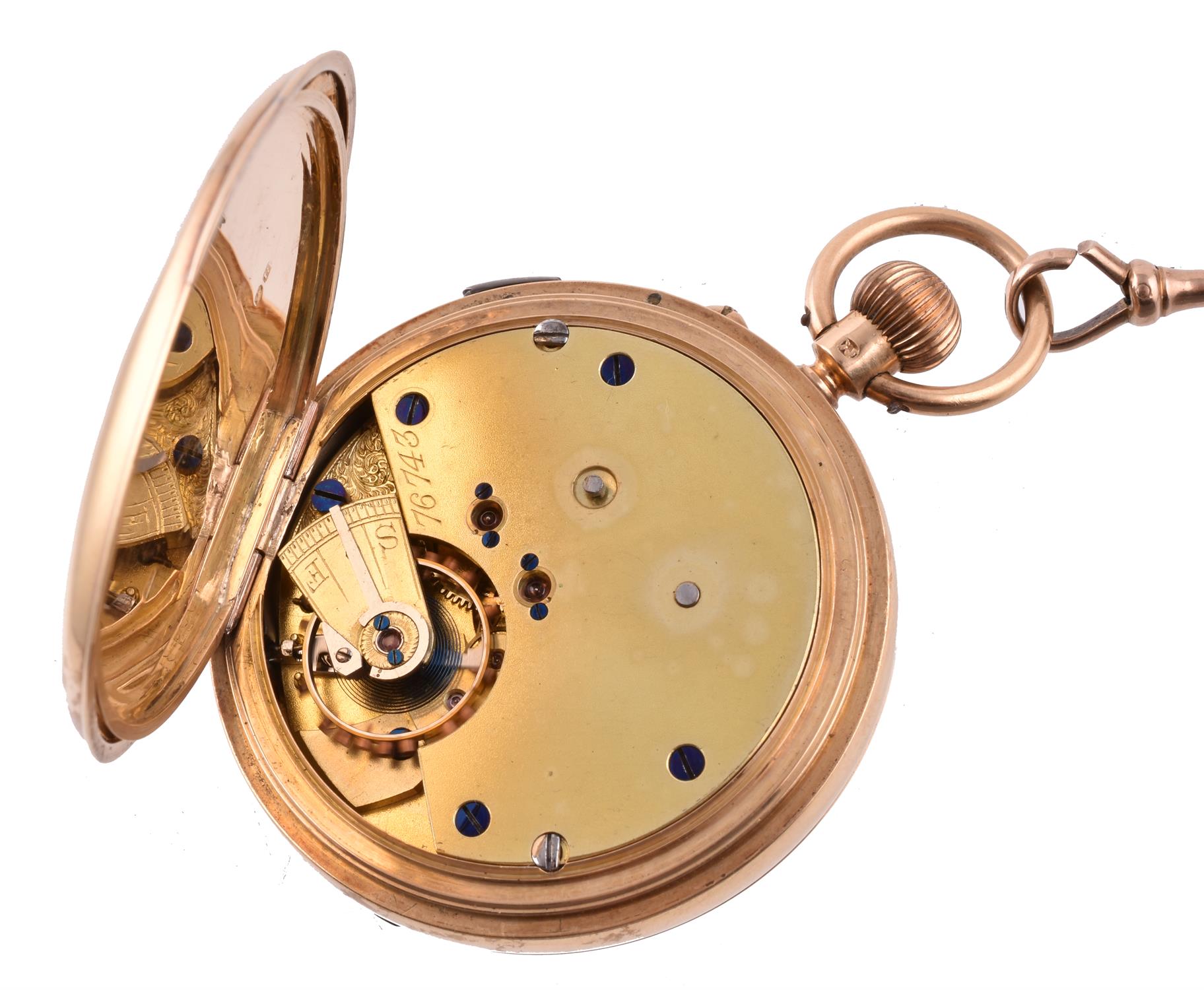 Unsigned, 18 carat gold full hunter keyless wind pocket watch with centre seconds - Image 3 of 3