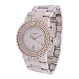 Chaumet, Stainless steel and diamond bracelet watch with mother of pearl dial