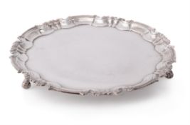 A silver shaped circular salver by William Hutton & Sons Ltd.
