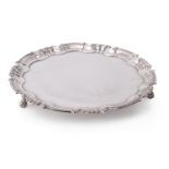 A silver shaped circular salver by William Hutton & Sons Ltd.