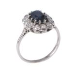 A sapphire and diamond cluster ring