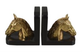 Asprey, a pair of black leather bookends