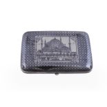 A Turkish silver and niello rounded rectangular pocket box