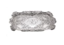 An Art Nouveau silver rectangular dressing table tray by Barker Brothers