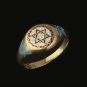A mid Victorian 18 carat gold and enamel Masonic ring