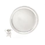 An American silver coloured circular tray by Tiffany & Co.