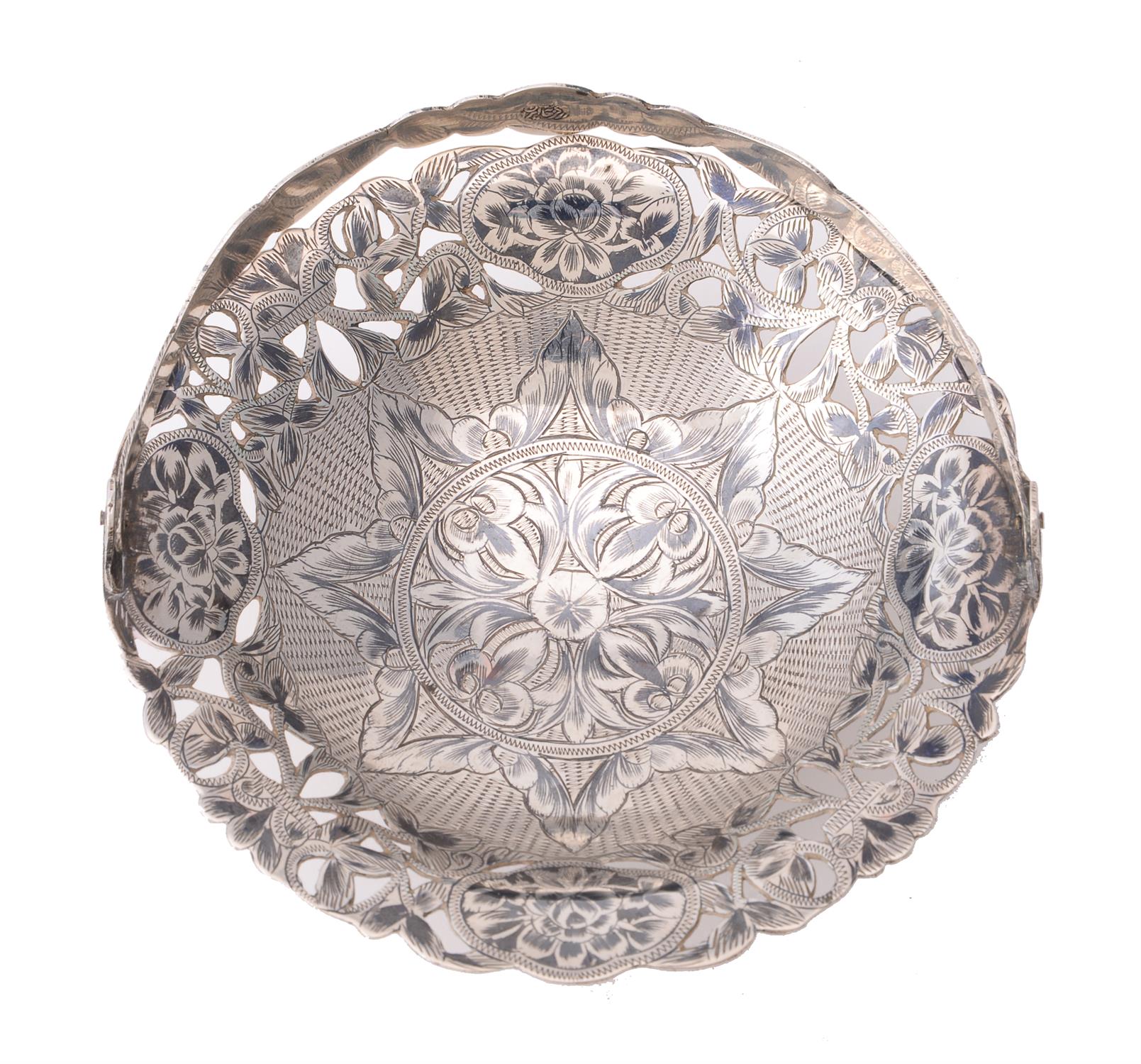 A set of three graduated silver and niello sweet baskets - Image 2 of 2