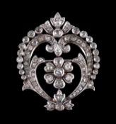 A diamond foliate plaque brooch
