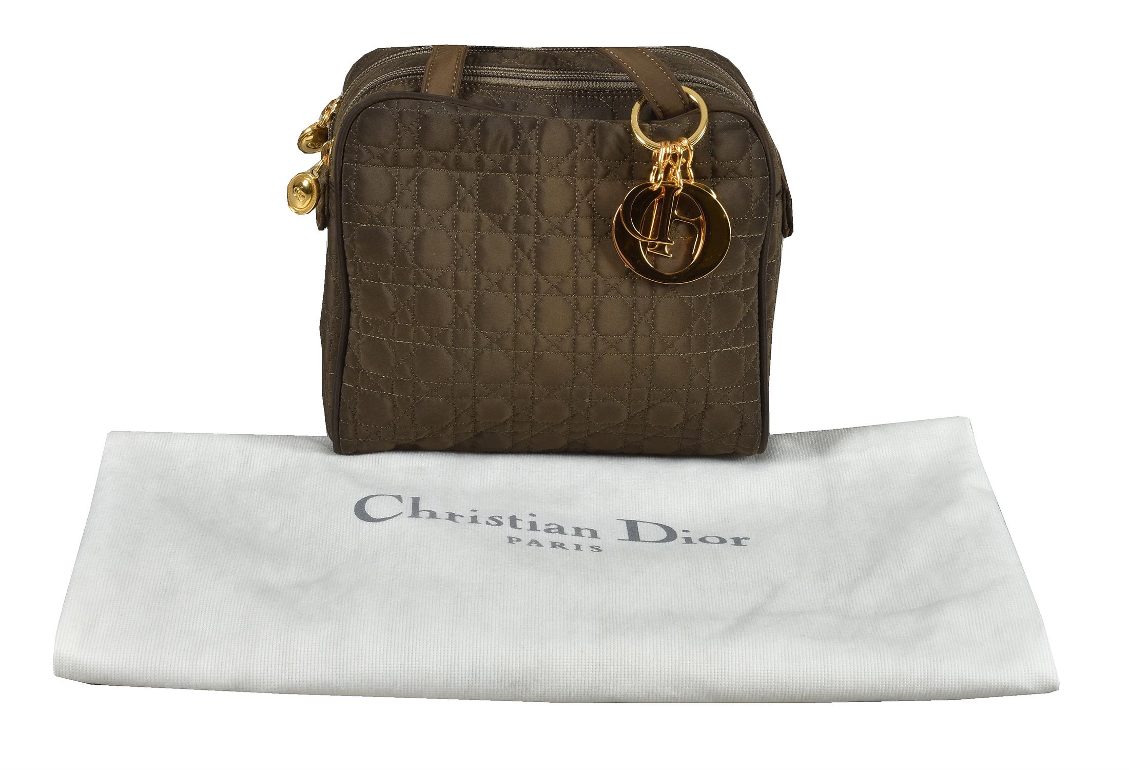 Christian Dior, Trotteur 2 Zips, a Khaki polyester Cannage quilted shoulder bag - Image 2 of 2