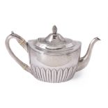 A George III silver oval tea pot by Peter, Ann & William Bateman