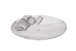A Turkish silver coloured oval biscuit dish