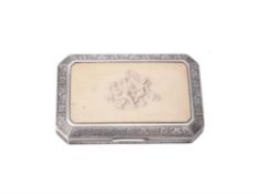 An Austrian silver and ivory canted-rectangular box