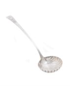 A George III silver shell bowl soup ladle by George Smith III