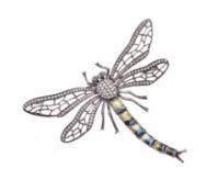 A diamond and gem set dragonfly brooch