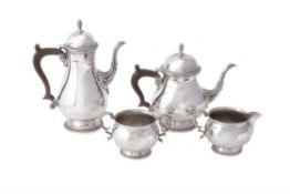 A silver baluster four piece coffee set by Walker and Hall