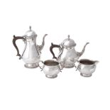 A silver baluster four piece coffee set by Walker and Hall