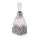 A German silver mounted etched glass liquor decanter and stopper