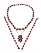 A Georgian gilt metal red paste necklace