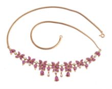 A ruby and diamond necklace