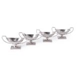 A set of four Scottish George IV silver oval pedestal salts