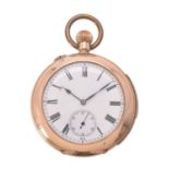 Unsigned, Gold filled open face minute repeating keyless wind pocket watch