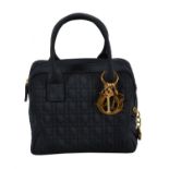 Christian Dior, Petit Boston, a marine blue Cannage microfibre quilted handbag