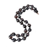 A Victorian banded onyx bead necklace
