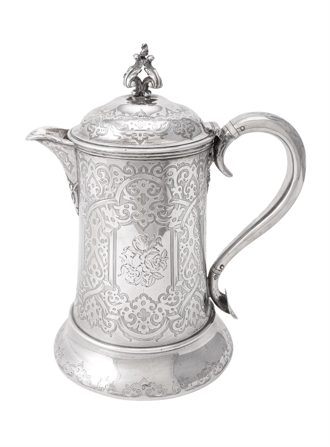 A Victorian silver almost cylindrical beer jug by Robert Hennell III