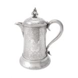 A Victorian silver almost cylindrical beer jug by Robert Hennell III