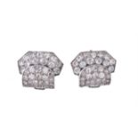 A pair of Art Deco diamond ear clips