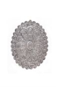 An Ottoman silver shaped oval hanging mirror