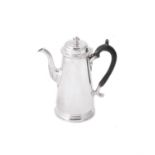 A silver straight-tapered coffee pot in George II style by Harrison Brothers & Howson