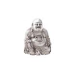 An Italian silver coloured over resin figure of Budai (Hotei)