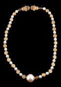 A cultured pearl and gold coloured necklace by Natalia Josca