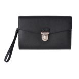 Prada, a saffiano black leather clutch bag