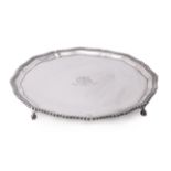 A silver shaped circular salver by Mappin & Webb