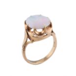 An opal single stone ring