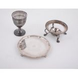A late Victorian silver shaped circular waiter by Harrison Brothers & Howson