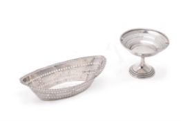 An Edwardian silver navette shaped basket by Hilliard & Thomason