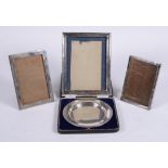 A cased silver christening plate by Atkin Brothers